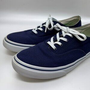 Tory Burch Murray Canvas Sneakers Lace Up Navy Green White Womens Size 8